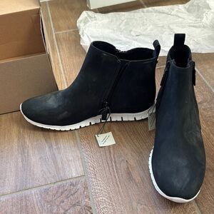 Cole Haan Black and White Winter Boots with Slip-On Design